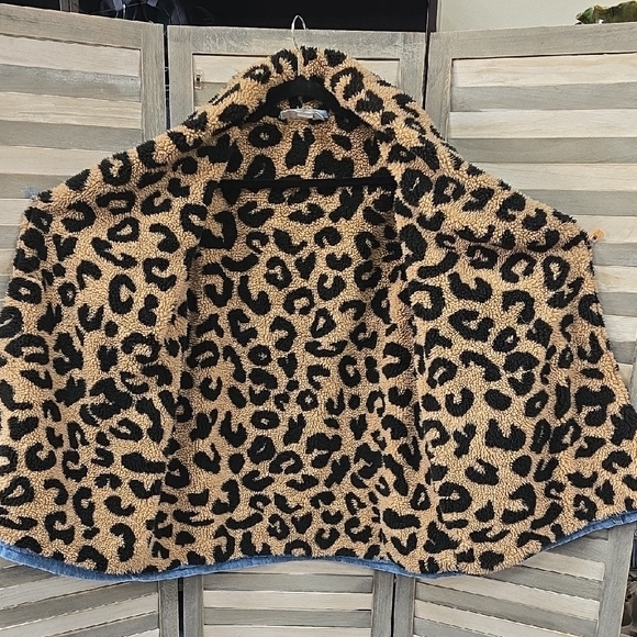 Denim Shearling Coat with Leopard Print Sherpa | Z Studio | Medium - Picture 9 of 9